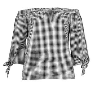 Black and White Gingham Off-Shoulder Top, NWT Large - Stardust